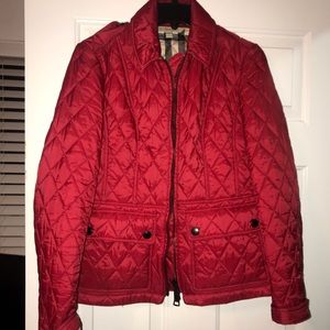 Red Burberry Brit puffer jacket!